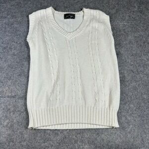 Vintage Heathcote Sweater Vest Womens Medium Cable Knit Y2K Made In USA Cotton